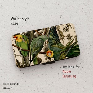 Funda para iPhone (todos los modelos) - Ilustración vintage de periquitos de Carolina - JJ Audubon - Funda tipo cartera - Samsung Galaxy S20 - S23