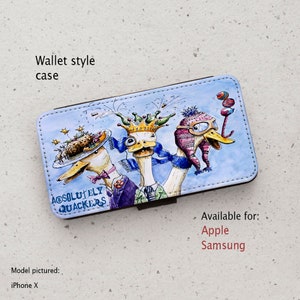 Funda para iPhone (todos los modelos) - Absolutely Quackers - Patos - Ilustración de acuarela - Funda tipo cartera - Samsung Galaxy S20 - S23