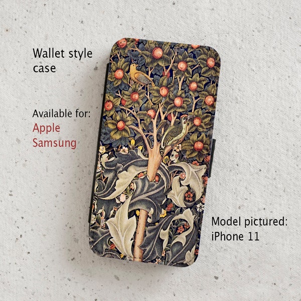 iPhone Case (all models) - William Morris - Woodpecker Tapestry - Vintage Design - Wallet flip case -  Samsung Galaxy S20 - S23