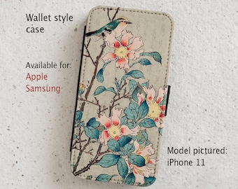 iPhone Case (all current models) - Japanese - Bird - Goldcrest - Vintage - Wallet flip case -  Samsung Galaxy S20 - S23