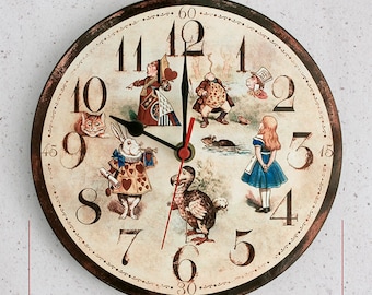 Quartz Wall Clock  - Alice in Wonderland characters