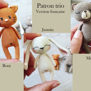 Patron crochet trio - chat, lapin, ours