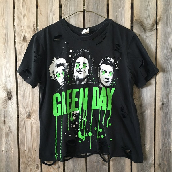 Green Day,bleached shirt,  size small, grunge band tee, concert tee, bleached band, distresse band,Distressed shirt