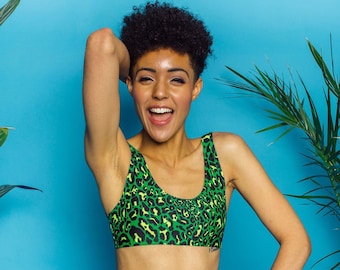 Bralette in Green Leopard Lycra