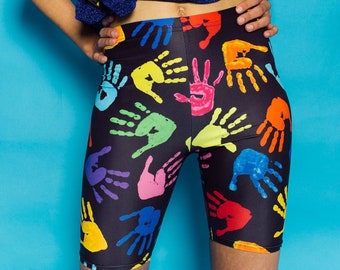 Bike Shorts in Hand Print Lycra