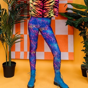 Eco Leggings in Blue Aztec Print image 1