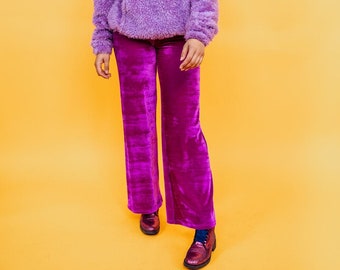 Velvet Straight Leg Trousers in Orchid