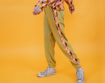 Sweatpants in Mustard Abstract Paint