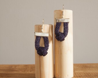 Knot Chain Earrings in Purple