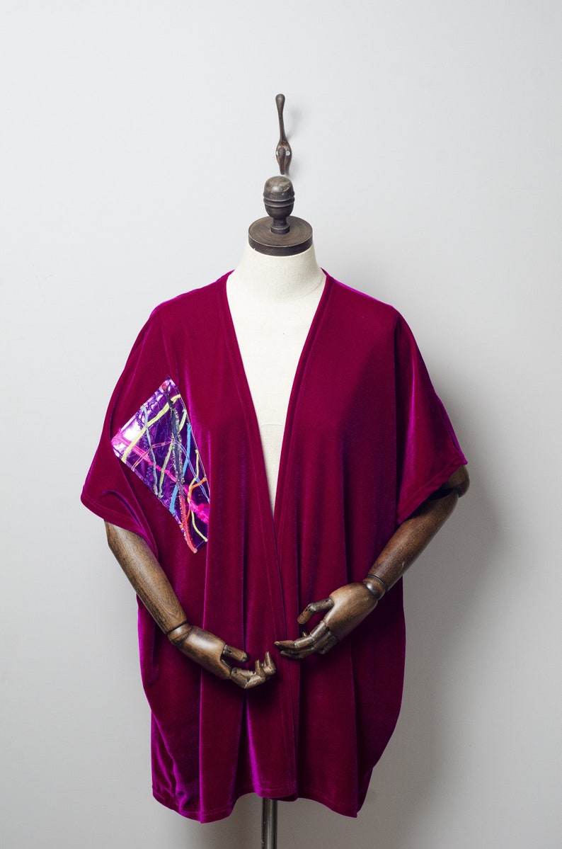 Velvet Blanket Cardigan in Cerise Red