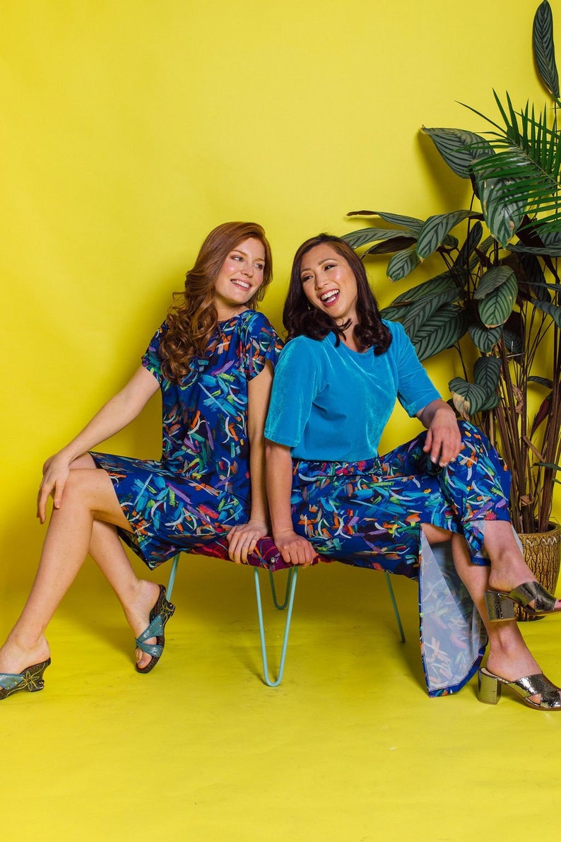 Palazzo Trousers Abstract Blue by Megan Crook Textiles