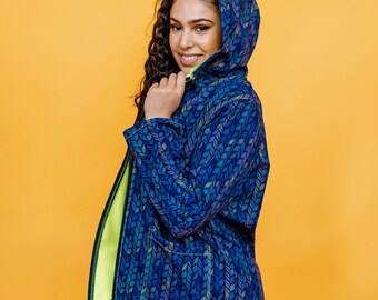 Rain Coat in Blue Knit