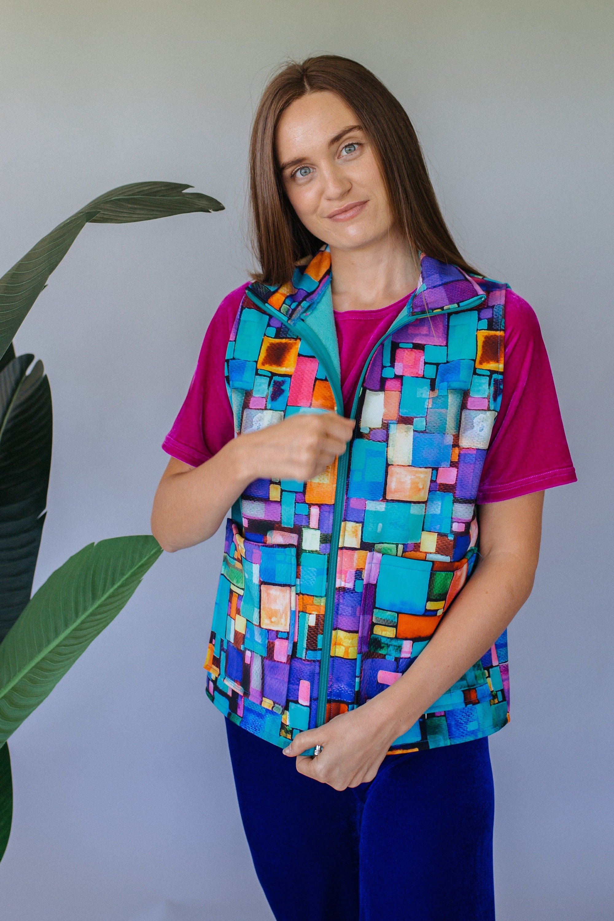 Image of Gilet in Digital Block Print