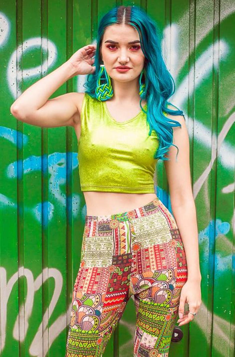 Sleeveless Crop Top in Lime Green by Get Crooked | Etsy