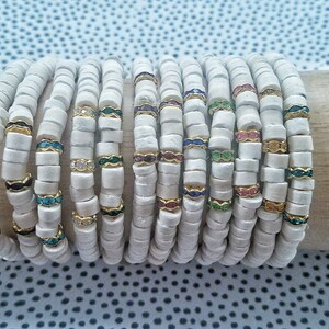Marianna Mae BIRTHSTONE COLLECTION- beaded stretch coco bracelet with tassel and rhinestone rondelles - Single Bracelet