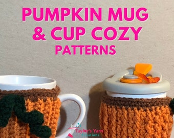 Mug Cozy Pumpkin Pattern | Cup Cozy Pumpkin Pattern | Pumpkin Mug and Cup Cozy Pattern with Built-in Coaster | Coffee and Tea Lovers Gifts