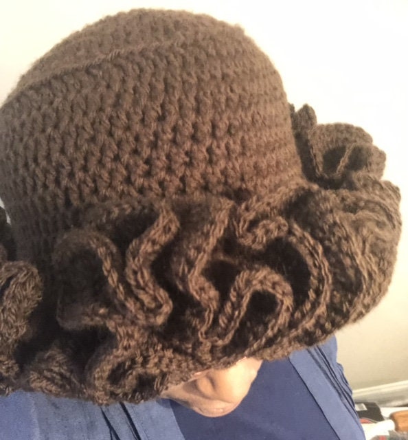 Chocolate Brown Ruffle Bucket Hat - Etsy display picture 3