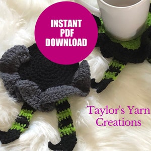 Crochet Witch Coaster Pattern | Halloween Witch Coaster Pattern | Crochet Drink Coaster Pattern