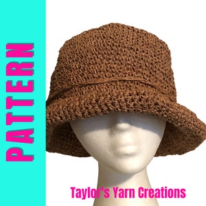 Raffia Hat PATTERN - Crochet Raffia Bucket Hat,  Raffia Sun Hat pattern, Hat (3 sizes | Small - Large Adult) - PDF