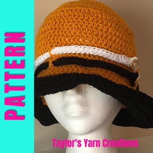 Crochet Bucket Hat PATTERN  (Sports Themed) Crochet Hat Pattern | Summer Hat Pattern (3 sizes | Small - Large)