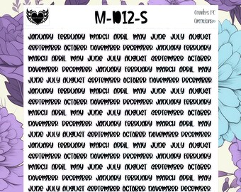 Month Planner Stickers: D12 & H3 Font, Small-XLarge
