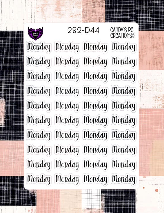 D44 & D45 Days of Week | Date | Planner Sticker | Matte Sticker | Permanent Sticker | Journal Sticker | Font | Functional | Planner | Bullet