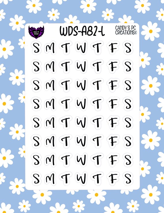 Day Single Letter | Matte Planner Stickers | Single Letter | Functional Journal Stickers