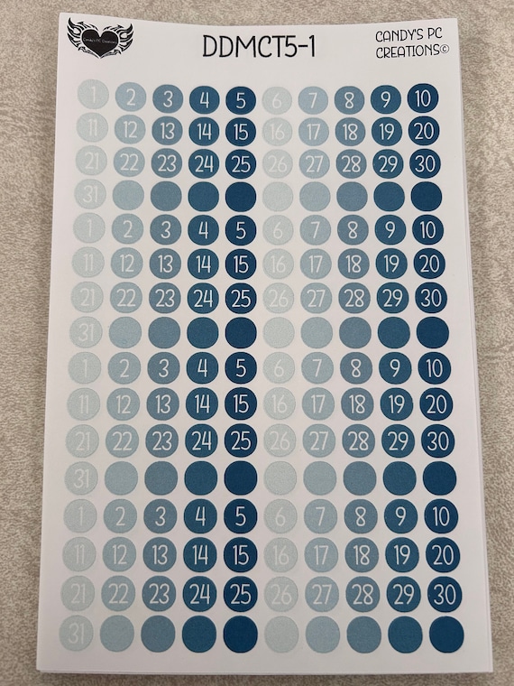 Date Dot Medium Planner Sticker | Colored | Journal Sticker | Writeable | Permanent | Bullet Journal | Solid Color | Theme
