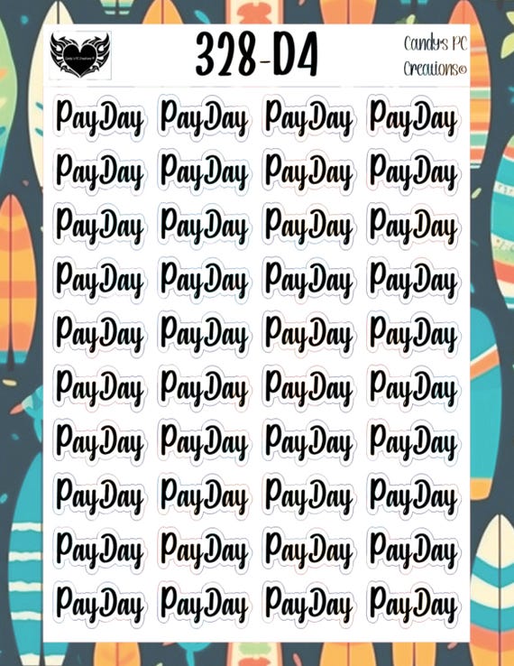 328-Pay Day Sticker | Planner Sticker | Matte Sticker | Permanent Sticker | Journal Sticker | Font | Functional | Planner | Bullet | EC