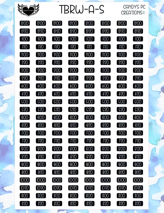 Time Blocks Rounded | Half Hours | Numbers | Planner Stickers | Time Sticker | A Font | Appointment | Bullet Journal | Black & White | Time