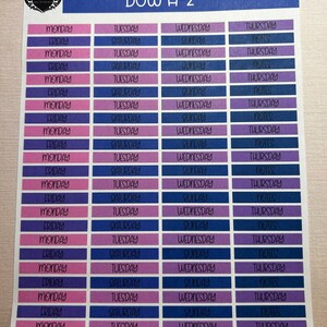 Days of the Week Planner Stickers: Gradient Rectangle, Matte Permanent