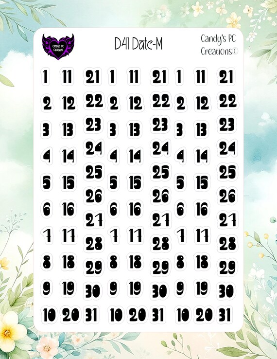 Date Sticker | Font |Planner Sticker | Journal Sticker | Permanent | Bullet Journal | Number | Day of the Week | Cover | Redate