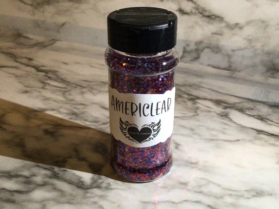 Americlear Glitter | Mulitcolor | 2oz Bottle | 2oz Bag | Red | Blue | Clear