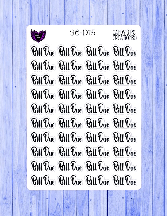 036 Bill Due | Planner Sticker | Matte Sticker | Permanent Sticker | Journal Sticker | Font | Bill Due | Functional | Planner | Bullet
