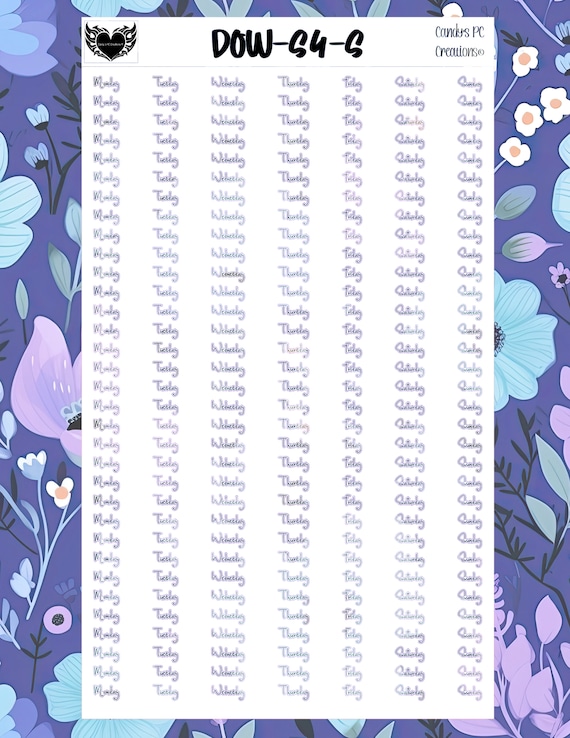 Date or Day Sticker | Planner Sticker | Journal Sticker | Permanent | Bullet Journal | Number | Day of the Week | Cover | Redate | S4 Font