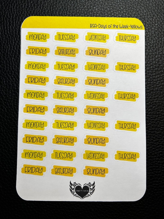 Brush Stroke Days of the Week | Planner Sticker | Matte Sticker | Permanent Sticker | Journal Sticker