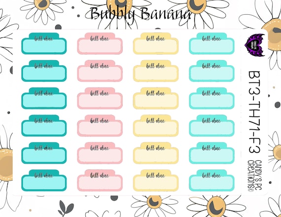 Bill Tracker 3 | Theme 71-80 | Planner Sticker | Matte Sticker | Permanent Sticker | Journal Sticker | EC | Font | Passion Planner | Tracker
