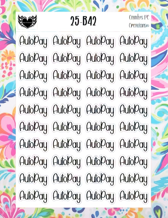 25 Auto Pay | Planner Sticker | Matte Sticker | Permanent Sticker | Journal Sticker | Font | Auto Pay | Functional | Planner | Bullet