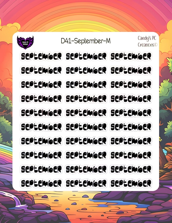 Month-Sticker | September | Journal | Font | Bullet Journal | EC | Redate | Functional | Happy | Date | Small |Medium | Large | Planner