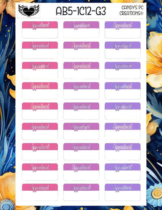 Appointment Box 5 | Planner Sticker | Functional | Appointment | Bullet Journal | EC | Calendar | Colors | Functional | C12 Font | Time