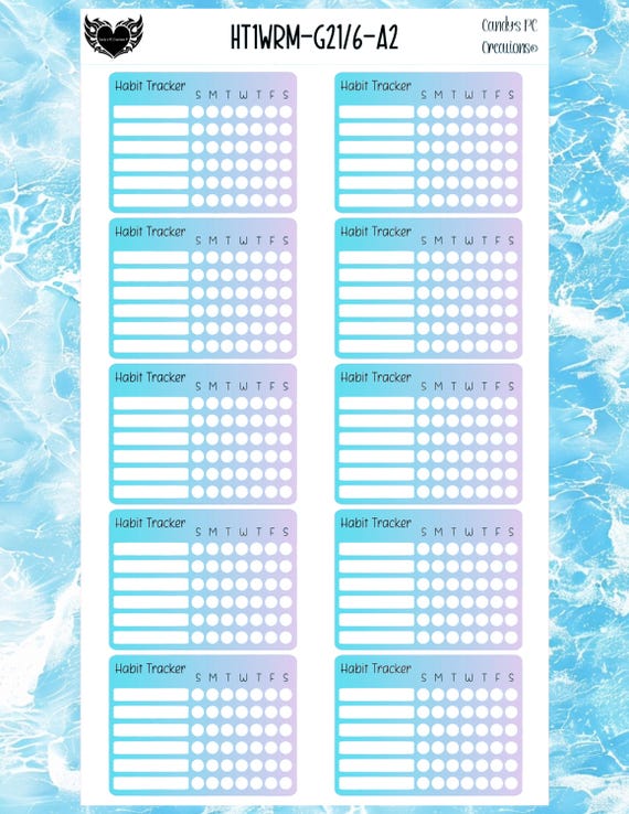 Habit Tracker 1 | Weekly | Tracker | Colored | Planner | Functional | Bullet Journal | Habit | Font | Gradient