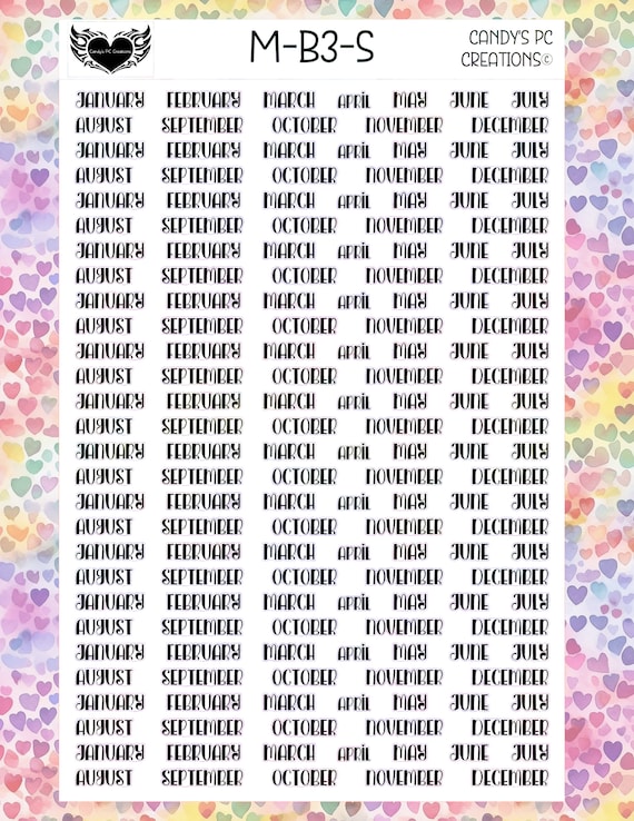 Month Sticker | Planner Sticker | Journal Sticker | Permanent | Bullet Journal | Month Cover | Cover | Redate | F5 Font | B3 Font | EC