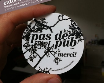 Autocollant "Pas de pub" pour boîte aux lettres à l'extérieur - Blanc