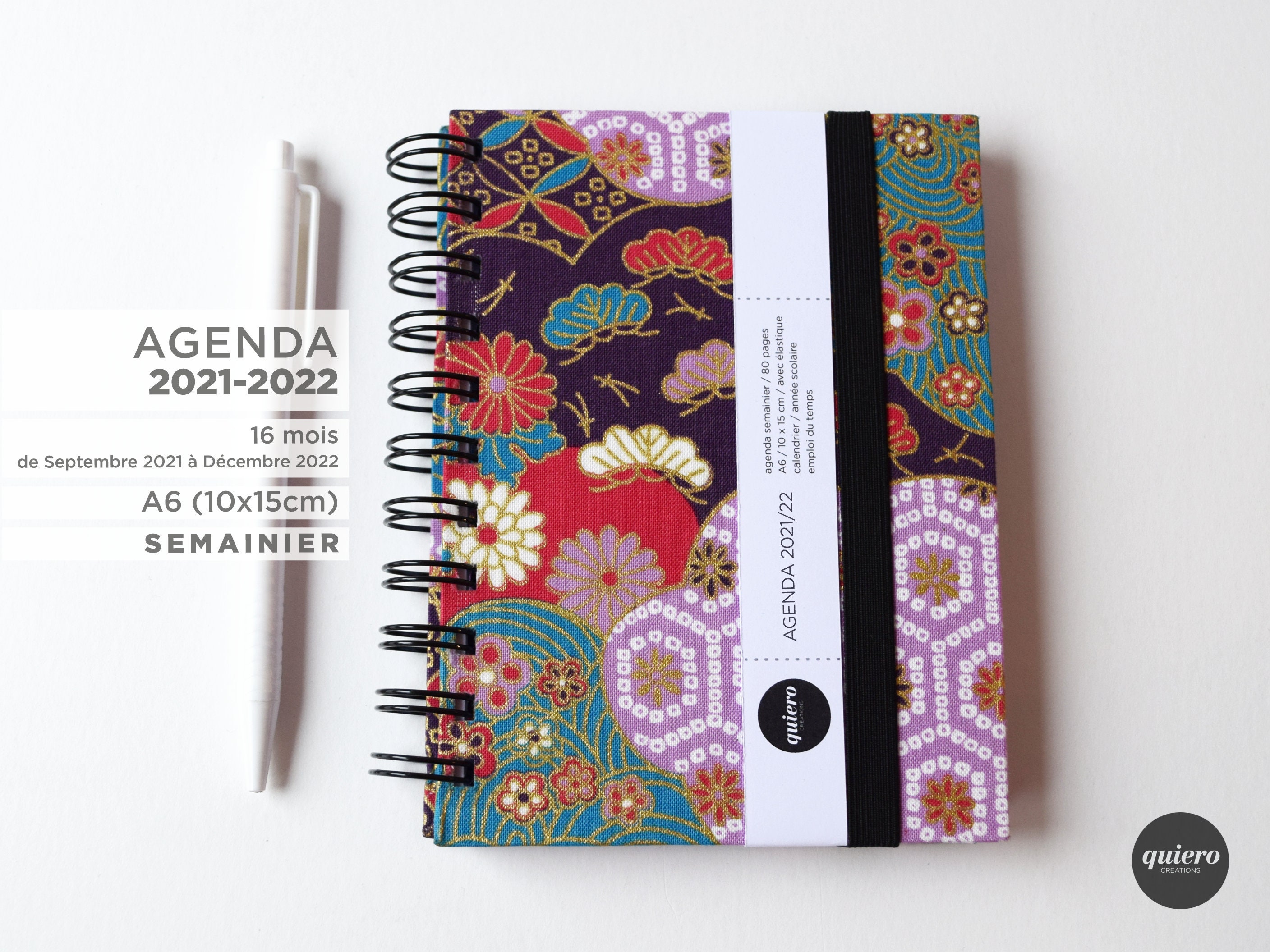 Agenda A6 21 22 Japonais Lilas Et Rose 16 Mois Etsy