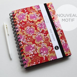 A5 2024 Agenda / Japanese Cherry on Red / 15x21cm / Back to school France / Office / NEW PATTERN image 1