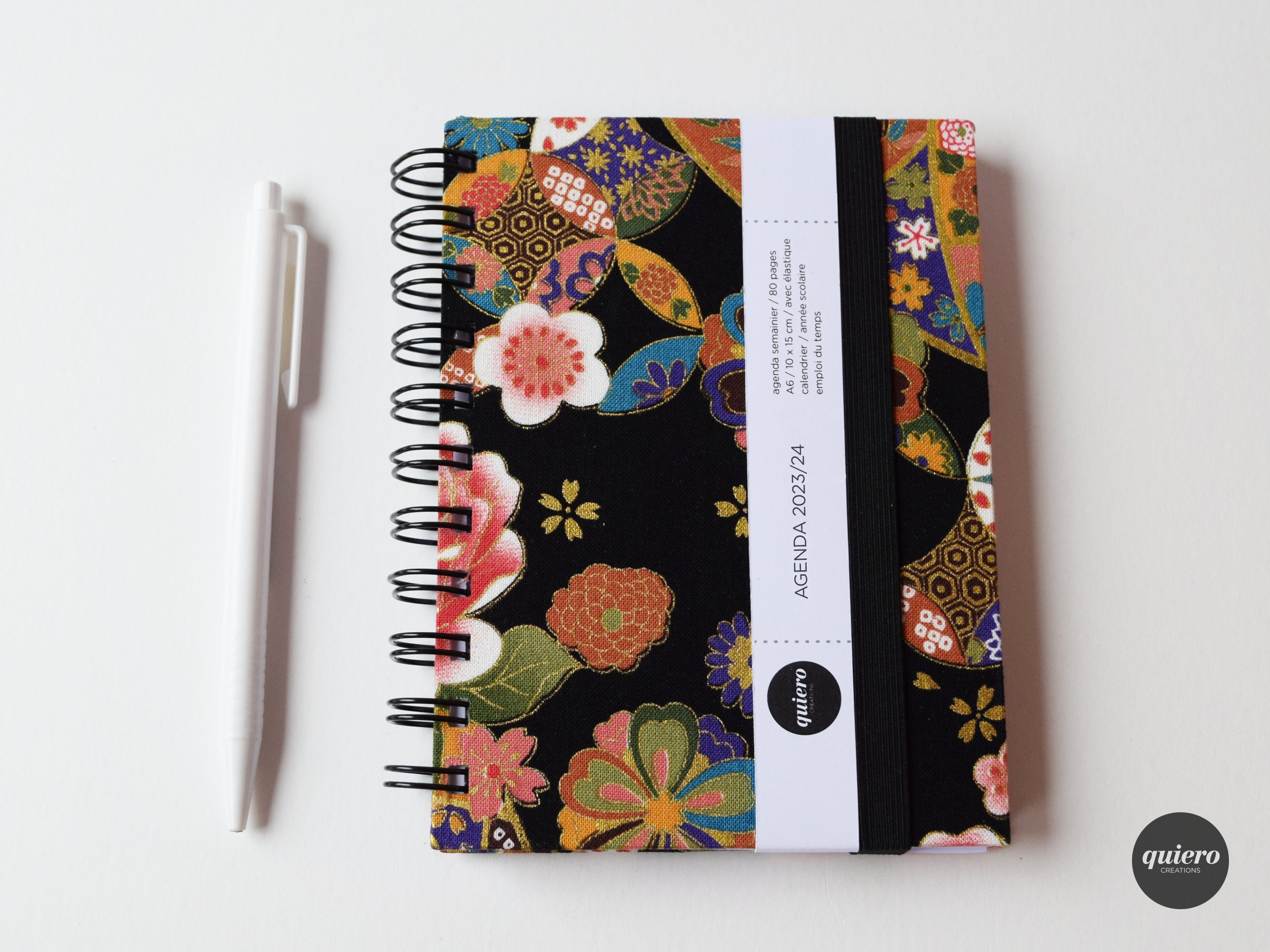 A6 2024 Agenda / Japanese Bubbles and Flowers on Black / 10x15cm / Back to  School / Handbag 