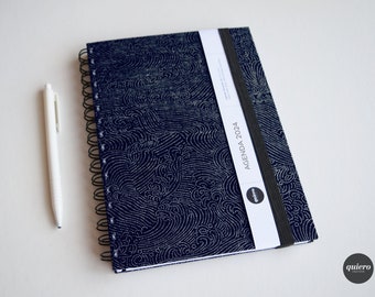 A5 2024 Agenda / Japanese - Dark Blue Dotted Waves / 15x21cm / Back to school France / Office