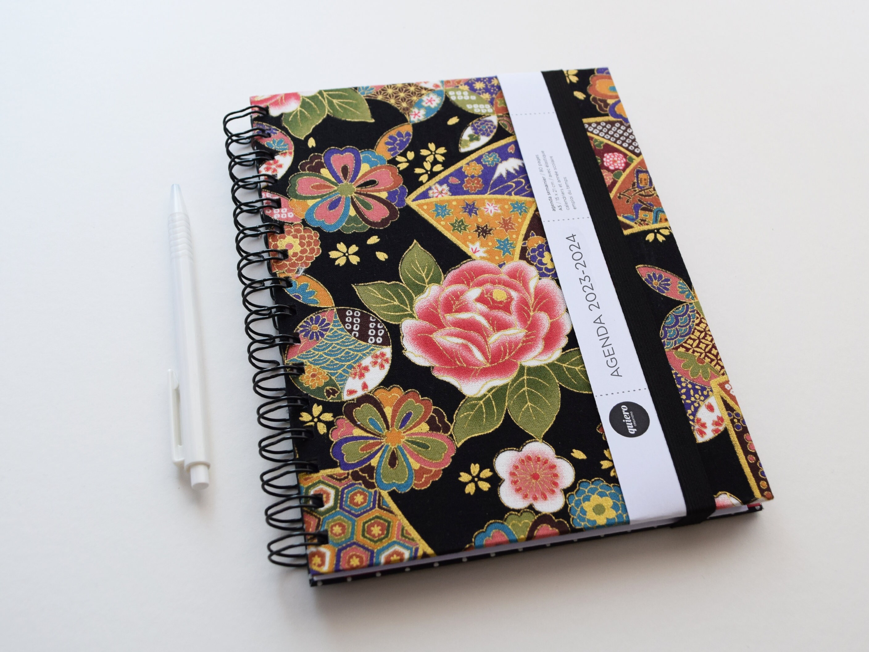 Agenda organisateur 2024 imprime fleur vintage bureau spirale