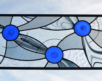 Modern Stained Glass Panel Contemporary Art Original | Etsy