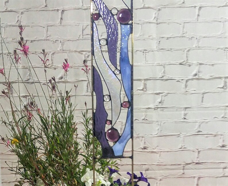 Stained Glass Garden Stake Glass Garden Decor Glass Lawn Etsy